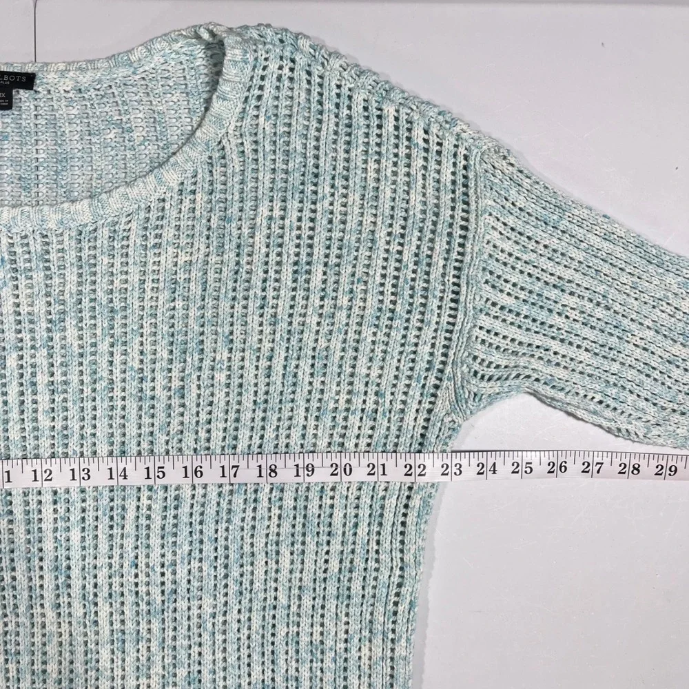 Talbots Coastal Mature‎ Open Knit Scoop Neck Pullover Sweater Womens 1x Beachy
